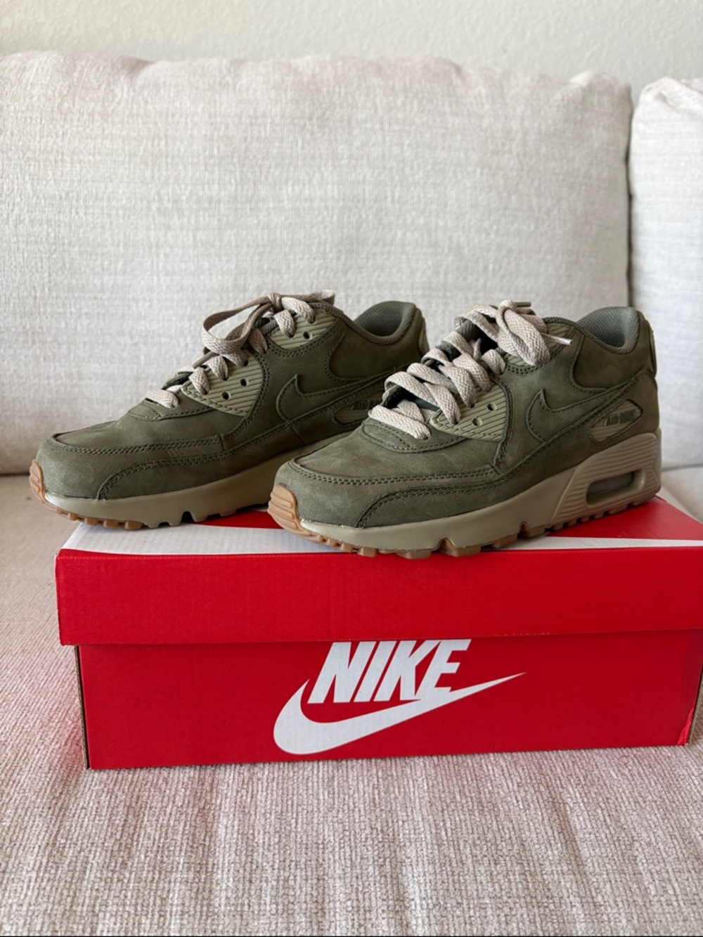 Nike Air Max Olive Green Suede Sneakers